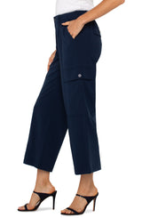 Hi Rise Cargo Crop Straight Pants Dark Navy