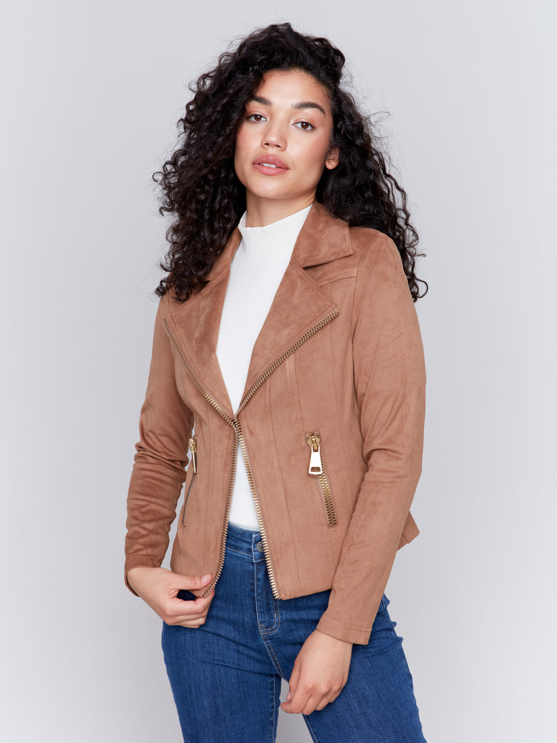 Vintage Faux Leather Perfecto Jacket Truffle