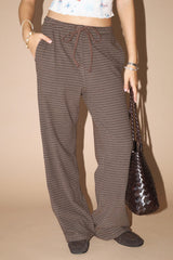 Striped Drawstring Lounge Pants Chocolate