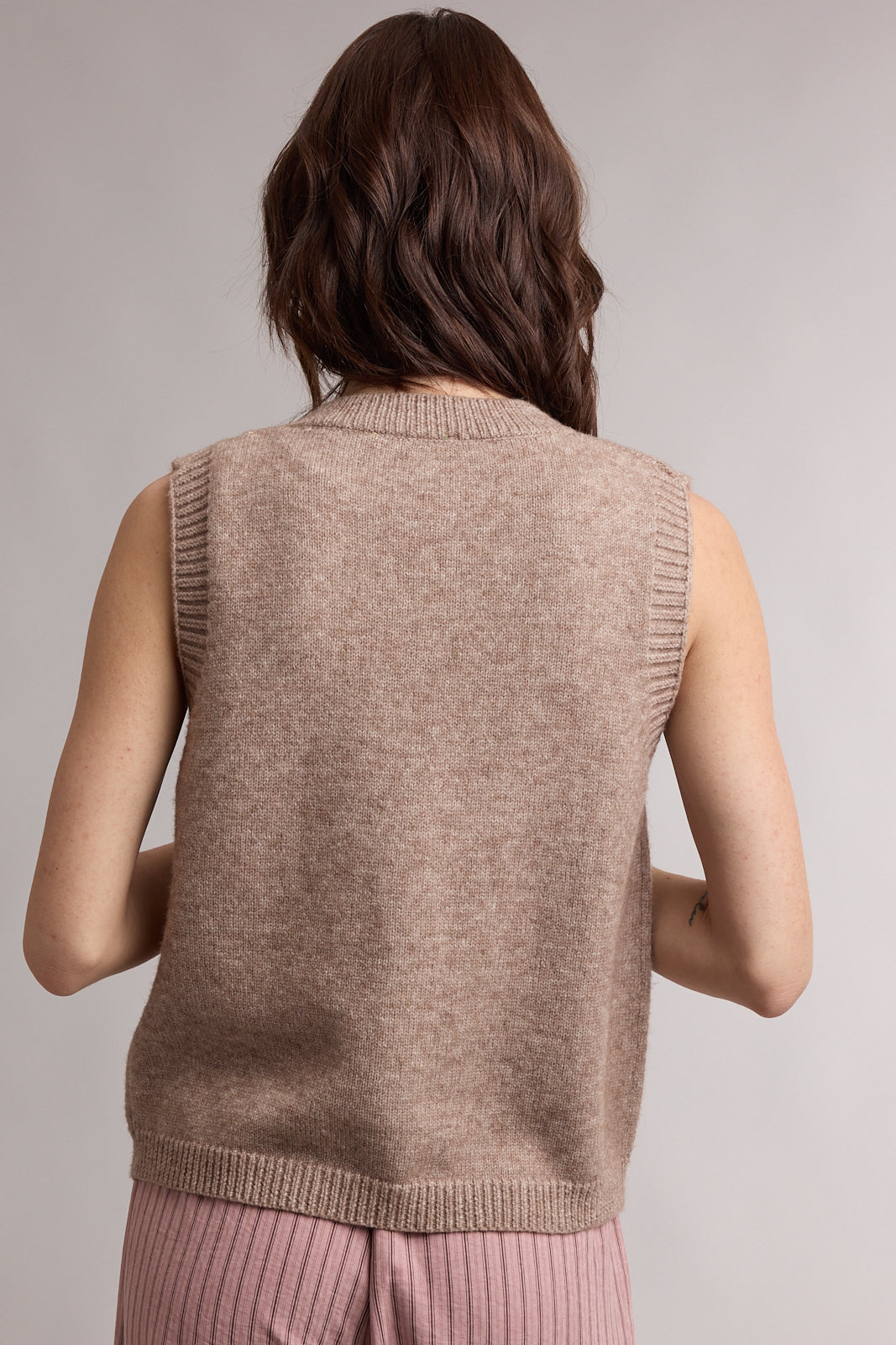 Sleeveless Sweater Cardi Vest Oatmeal