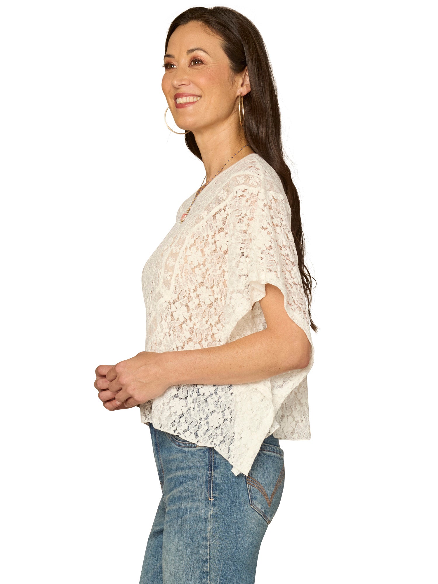 All Over Lace Poncho Off White