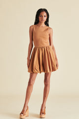 Palermo Bubble Skirt Mini Dress Caramel Cafe
