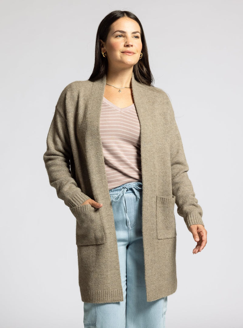 Avani Long Cardigan Heather Stone