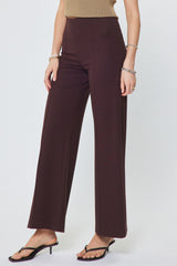 Seam Detail Wide Leg Pants Chocolate