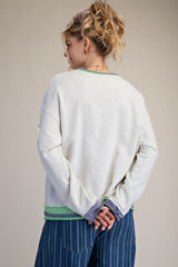 Strawberry Patch Washed Terry Pullover Light Heather Grey