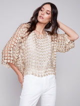 Lurex Flower Textured Popover Gold