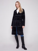 Plaid Patch Pocket Knit Coatigan Mocha