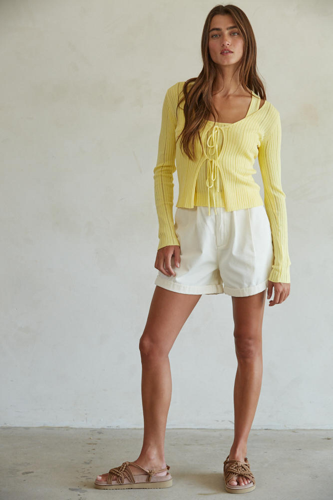 Maisie Tie Top Cardi Yellow