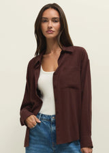 Alfie Button Up Shirt Chocolate Cherry