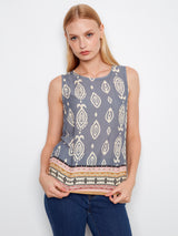 Sleeveless Printed Viscose Top Mural