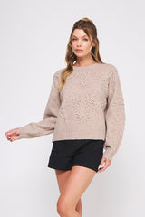 Floral Embroidery Sweater Mocha