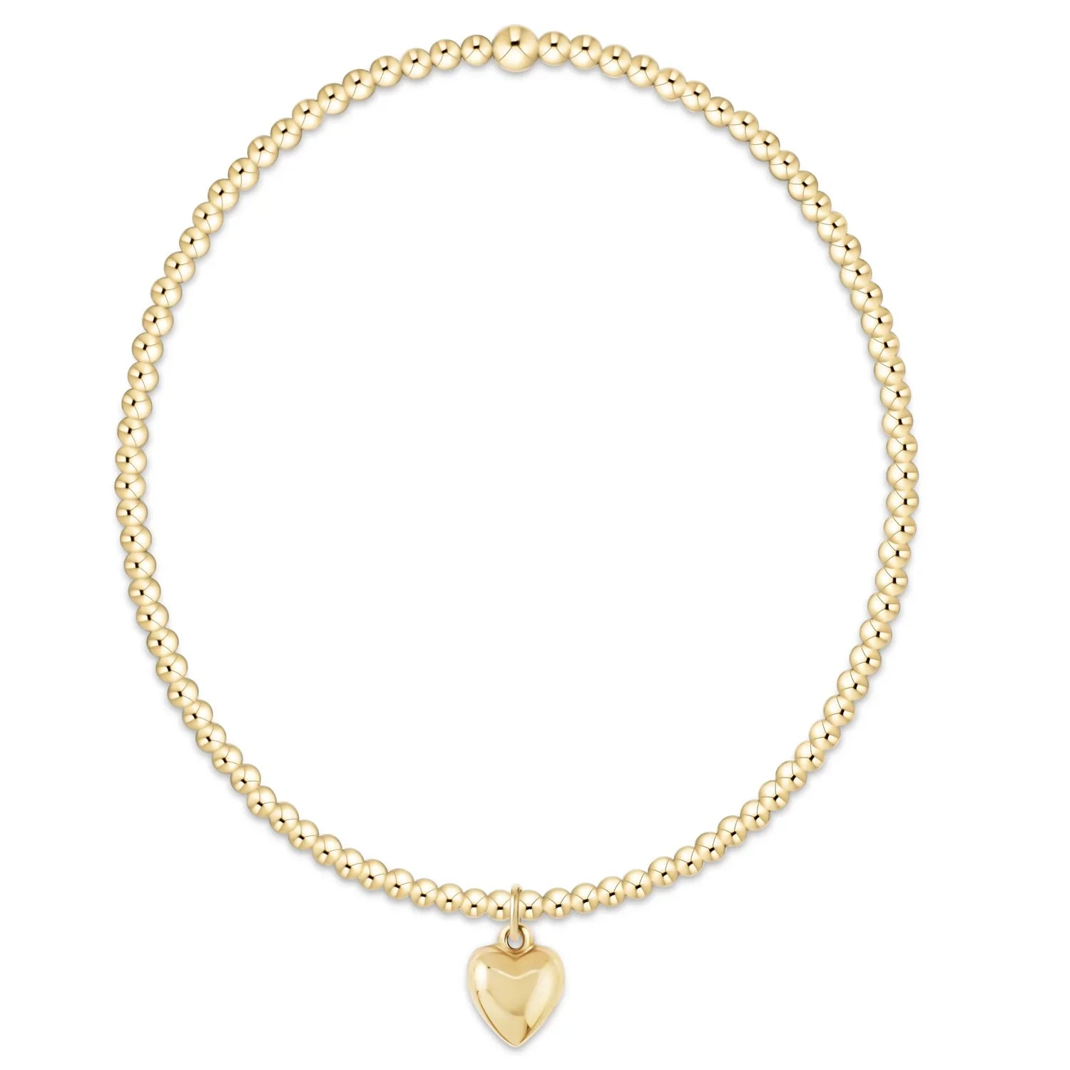 Classic Gold 2mm Bead Bracelet Love Plush Small Gold Charm