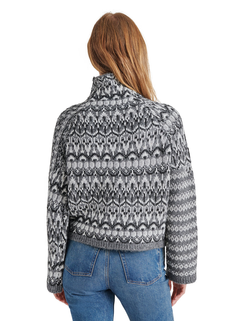 Indie Printed Turtleneck Sweater Charcoal Grey