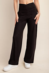 Butter V Waist Wide Leg Pants Black