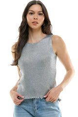 Foiled Sweater Tank Silver