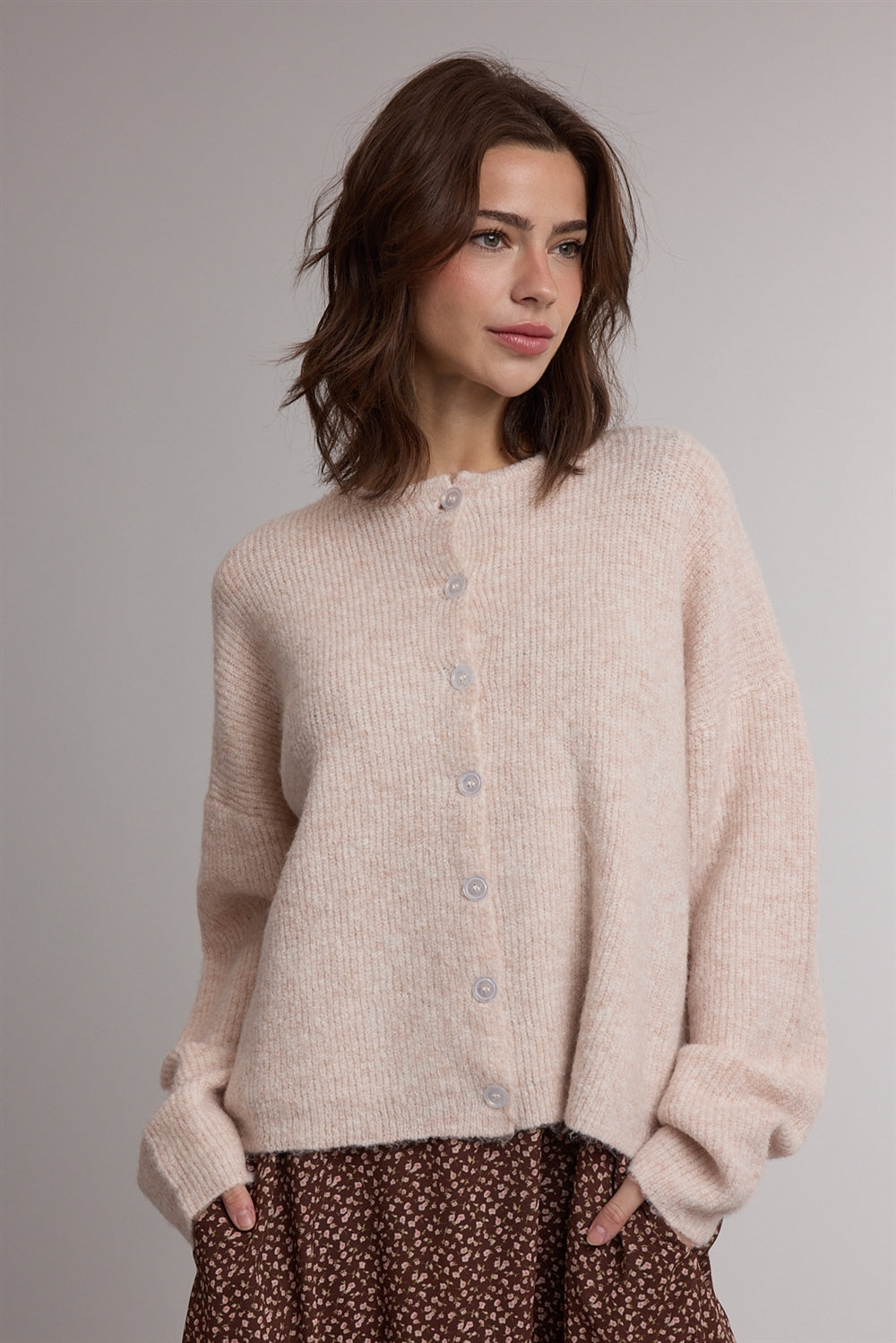 Button Front Sweater Cardigan Ballet