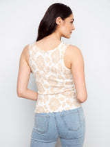 Printed Smocked Tank Fog