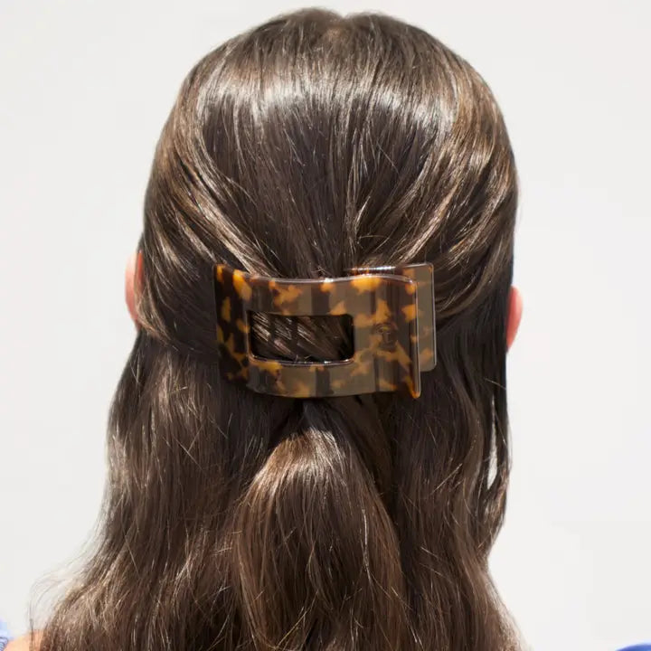 Teleties Small Flat Rectangle Hair Clip Tortoise