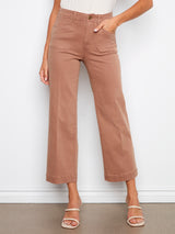 Twill Patch Pocket Cropped Wide Leg Twill Pants Desert
