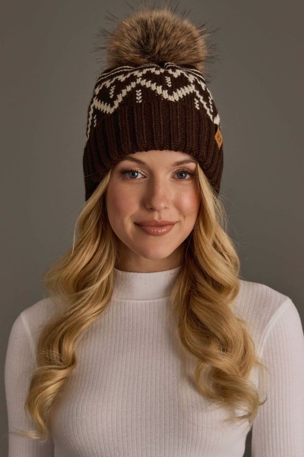 Nordic Pattern Pom Hat