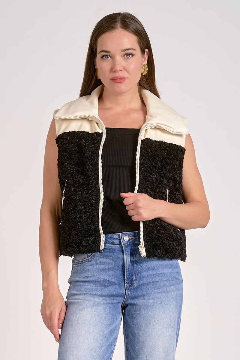 Reversible Sherpa Vest White + Black