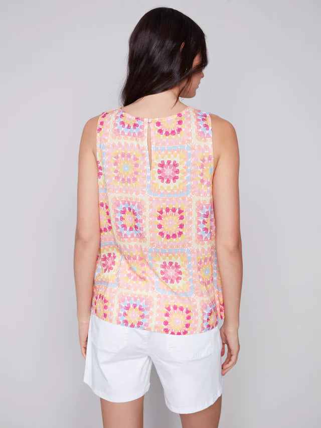 Sleeveless Printed Viscose Top Festival