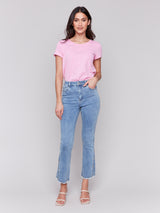 Side Snap Bootcut Jeans Light Blue