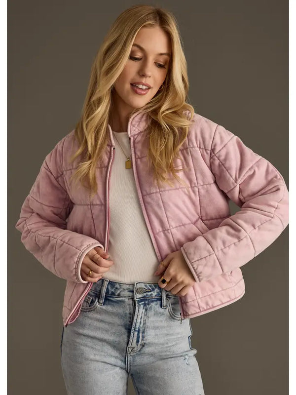 Washed Quilted Jacket Dusty Pink