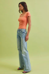 Square Neck Basic Tee Orange Smoothie