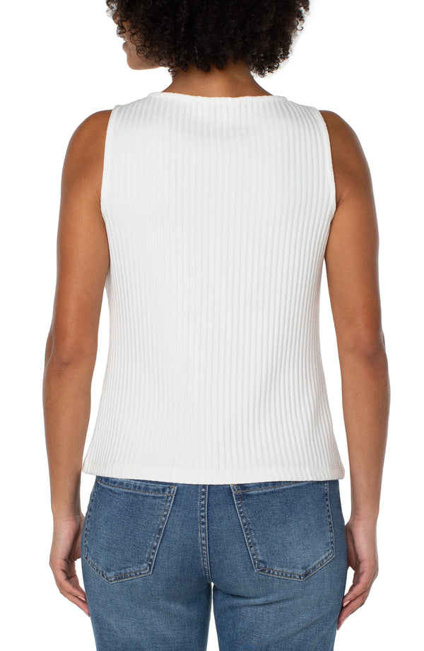 Sleeveless Boat Neck Rib Knit Top Snow