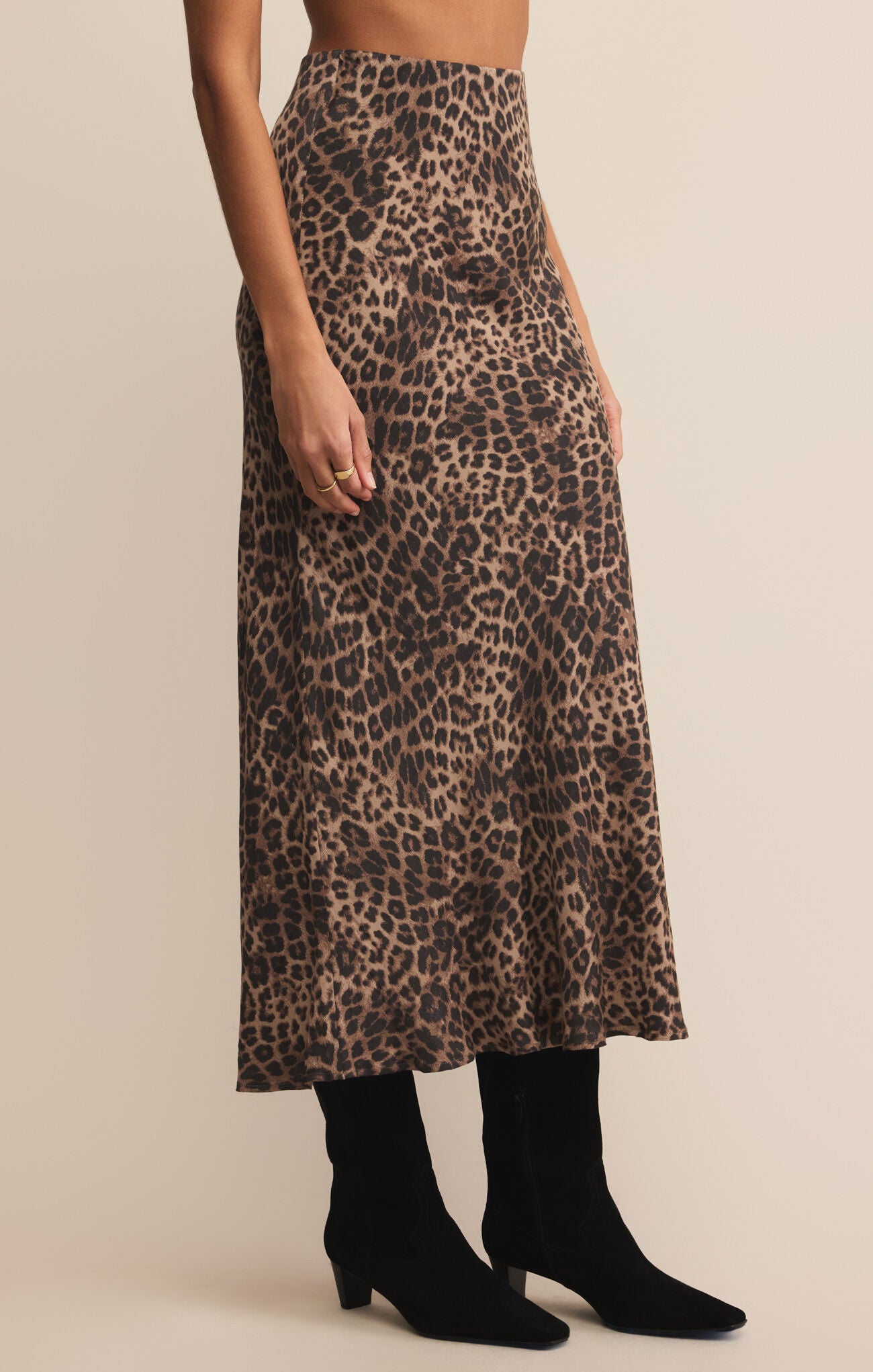 Izabel Leopard Skirt Desert Tan