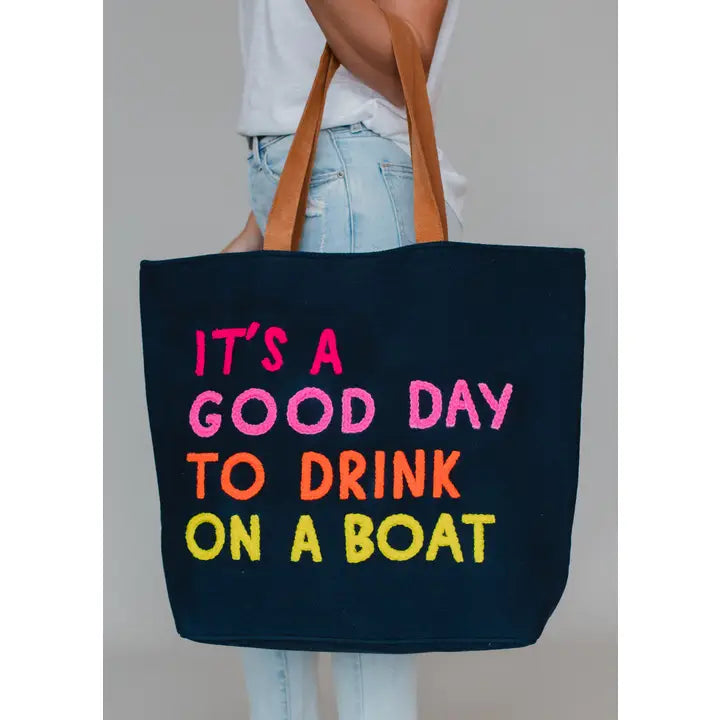 Drink On A Boat Textured Tote Navy