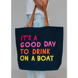 Drink On A Boat Textured Tote Navy