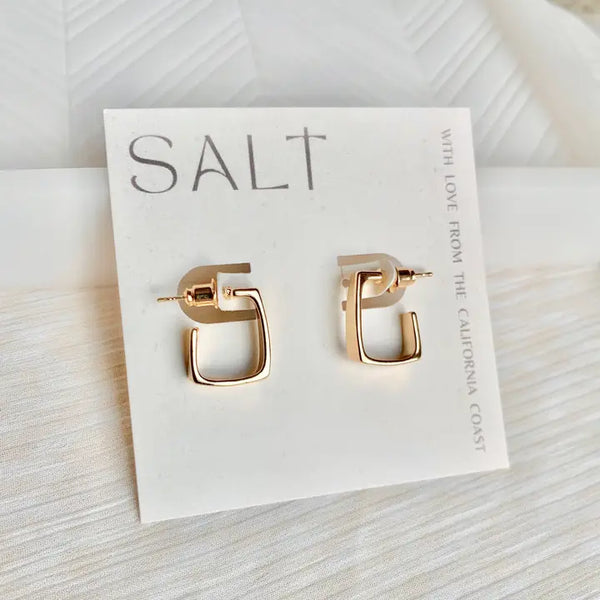 Square Hoop Earrings Gold Stud