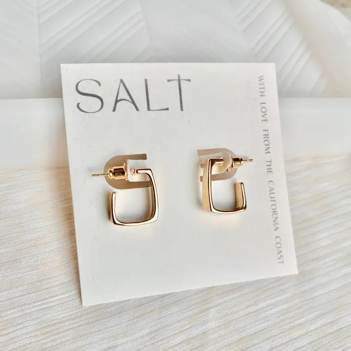 Square Hoop Earrings Gold Stud
