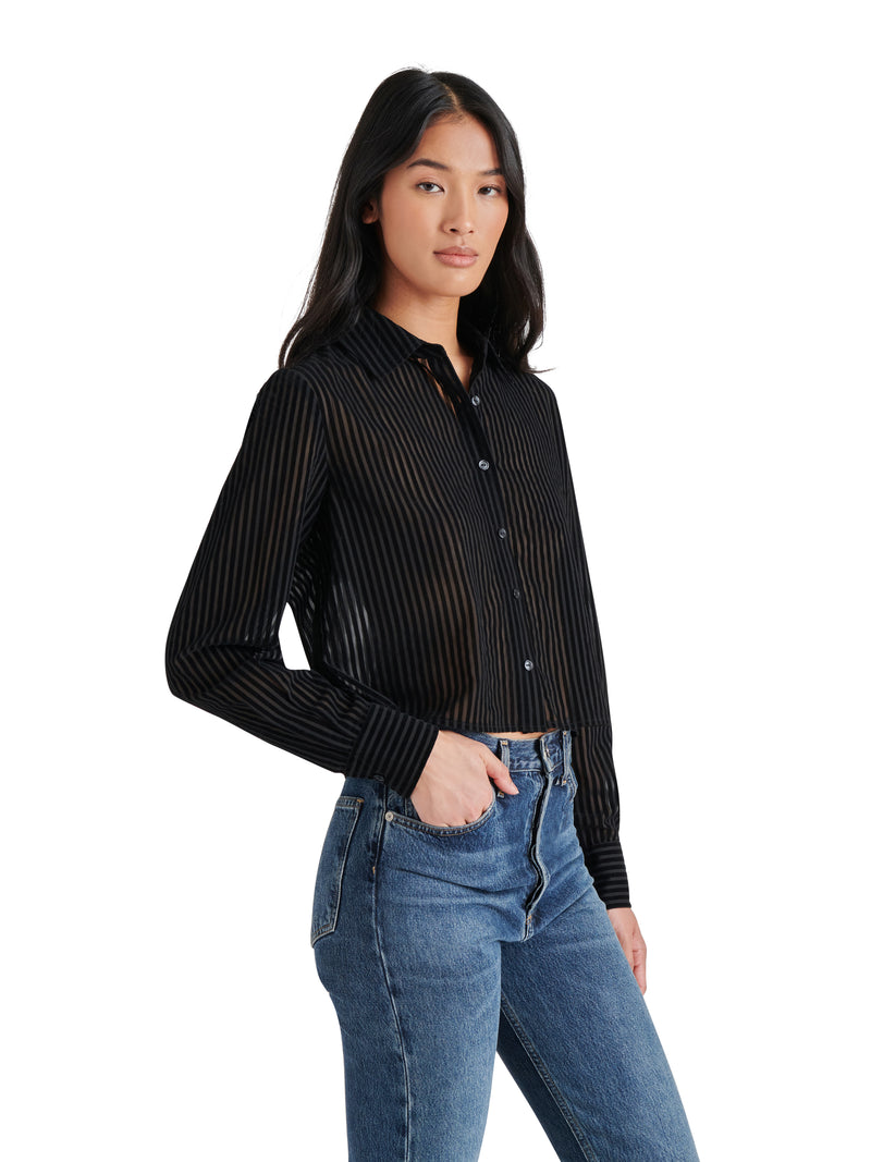 Noelle Button Down Top Black