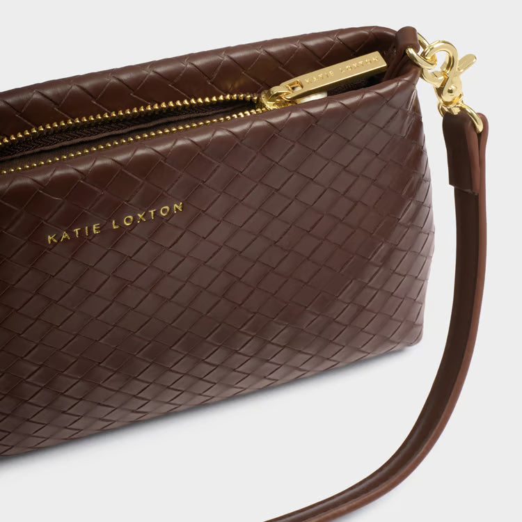 Nova Small Shoulder Bag Dark Chocolate Woven