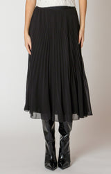 Chiffon Solid Pleated Mini Skirt Black