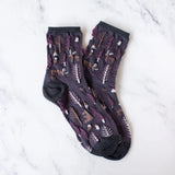 Winter Forest Socks Charcoal Maroon