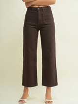 Patch Pocket Wide Leg Pants Dark Brown