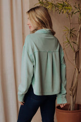 Cropped Washed Soft Button Up Jacket Mint