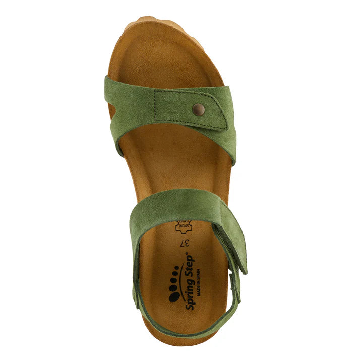 Babybell Wedge Sandals Green Suede