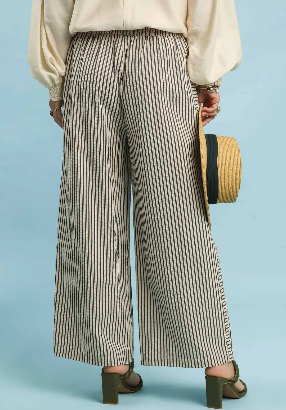 Striped Wide Leg Pants Latte