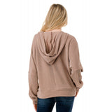 Ribbed Textured Hoodie Taupe