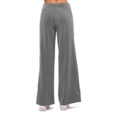 Contrast Panel Stripe Scuba Wide Leg Pants Charcoal + Black