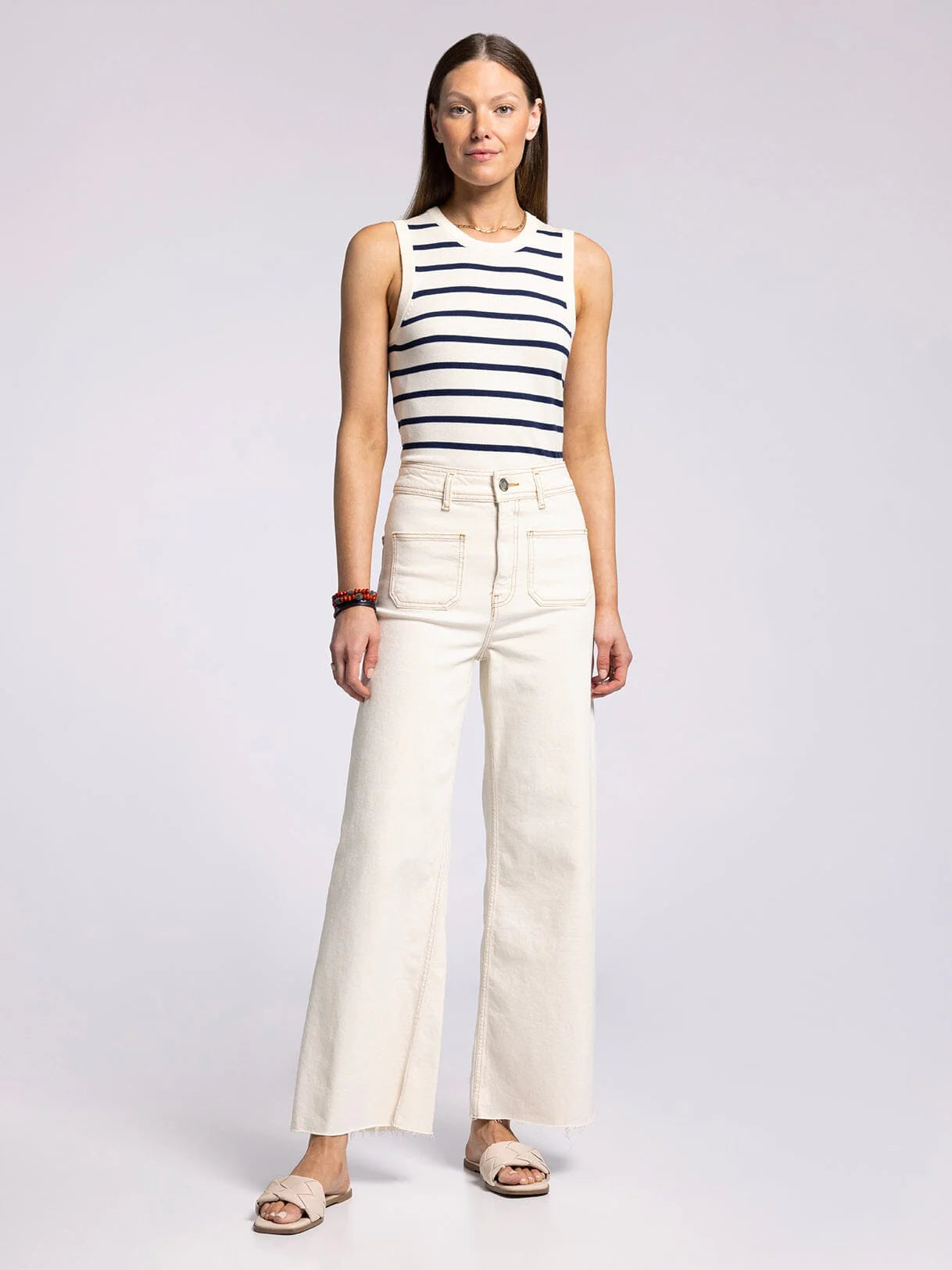 Elsa Tank Ivory + Navy