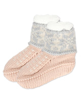 Snowflake Border Sherpa Lined Lounge Sock Blush