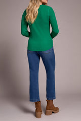 Button Detail Henley Long Sleeve Top Field Green