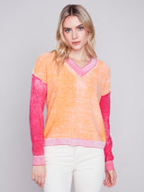 Cold Dye Two Tone Sweater Tangerine