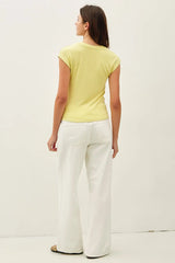Ribbed Scoop Neck Cap Sleeve Modal Top Acacia
